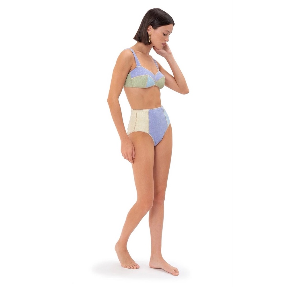 Oséree Shine Coloré High Waisted Color-Block Glitter Bikini - Picture 4 of 16